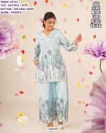 Premium Cotton Embroidered And Natural Crepe Kurti Pant Set for Women