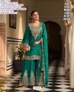 Chinon Silk Embroidered Palazzo Set with Dupatta for Women