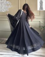 Black Embroidered Fox Georgette Anarkali Suit Set for Women