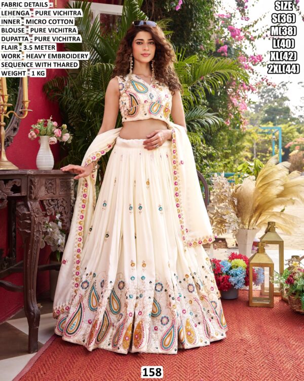 Cream And Pink Embroidered Vichitra Lehenga Choli for Women