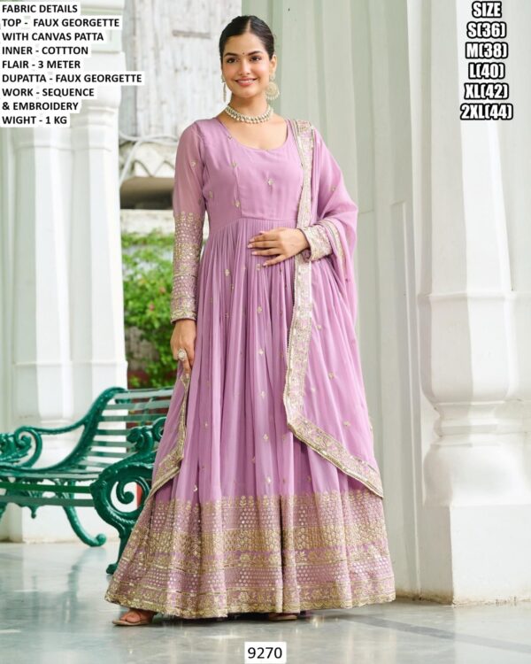 Faux Georgette Anarkali Suit for Women | Embroidered Festive Wear