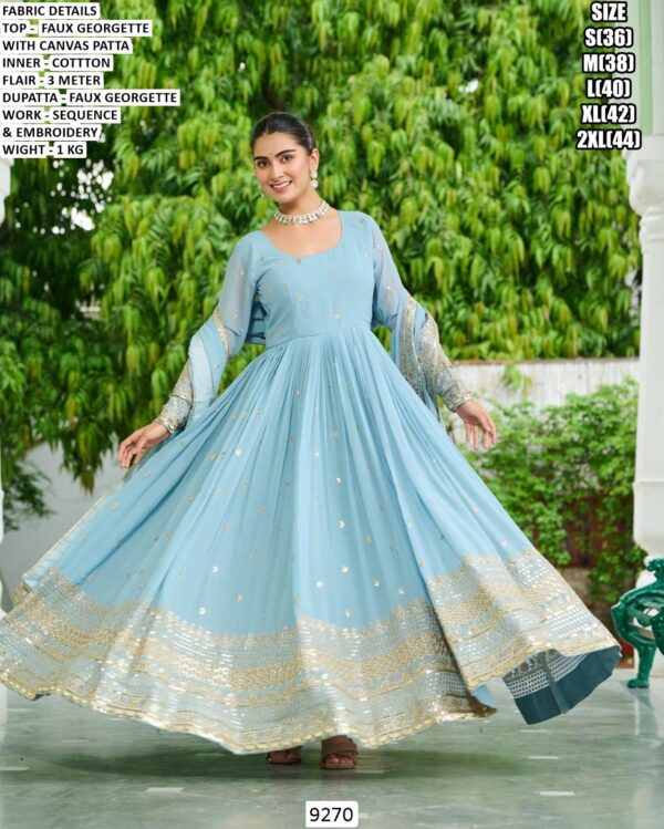 Faux Georgette Anarkali Suit for Women | Embroidered Festive Wear