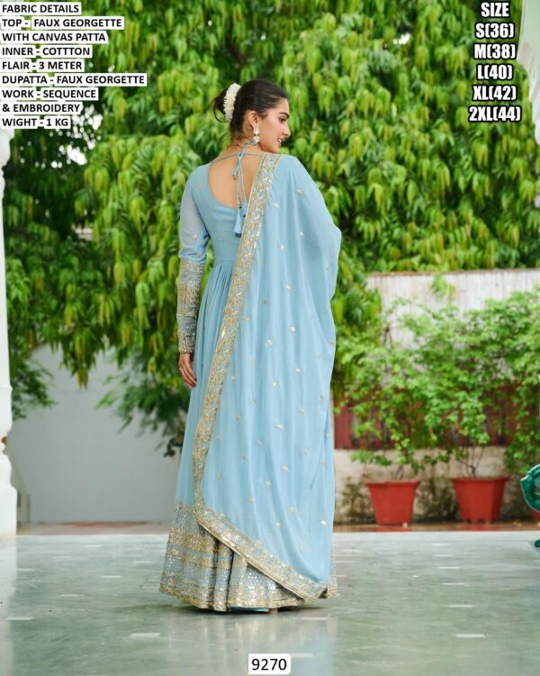 Faux Georgette Anarkali Suit for Women | Embroidered Festive Wear