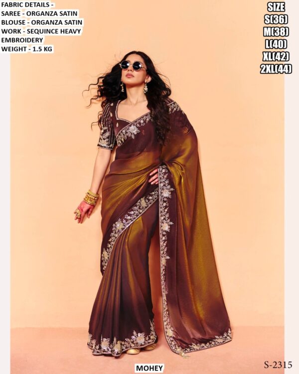 Designer Party Wear Saree Collection for Women | Organza Satin, Satin & Embroidered Sarees