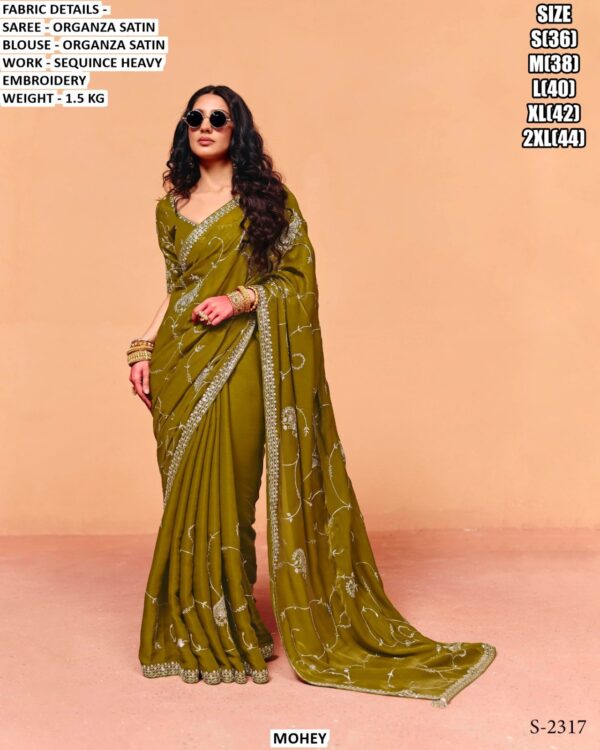 Designer Party Wear Saree Collection for Women | Organza Satin, Satin & Embroidered Sarees