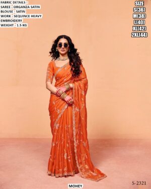 Designer Party Wear Saree Collection for Women | Organza Satin, Satin & Embroidered Sarees