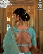 Aqua Soft Tissue Saree for Women | Multi Thread Embroidered Party Wear Saree