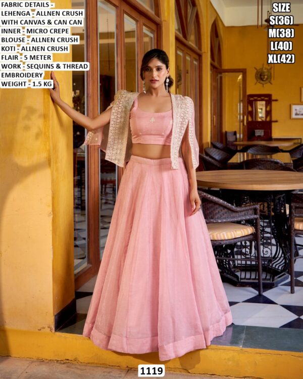 Blush Lehenga Choli with Embroidered Koti for Women