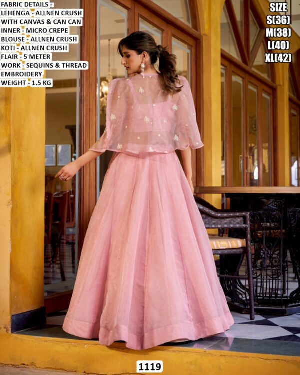 Blush Lehenga Choli with Embroidered Koti for Women