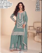 Dusty Mauve Real Chinon Embroidered Kurta Palazzo Set for Women