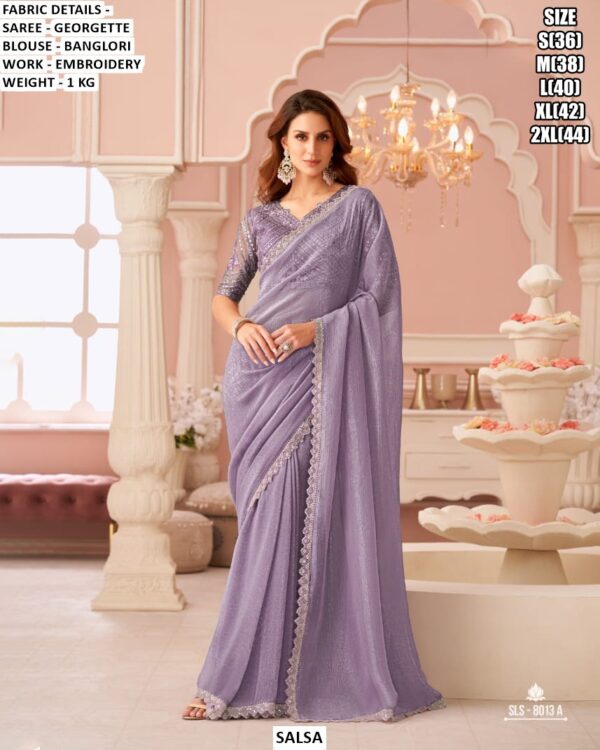 Georgette Saree with Embroidered Banglori Blouse for Women