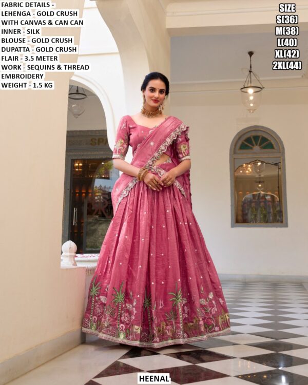 Gold Crush Lehenga Choli for Women | Sequins Embroidered Festive Wear