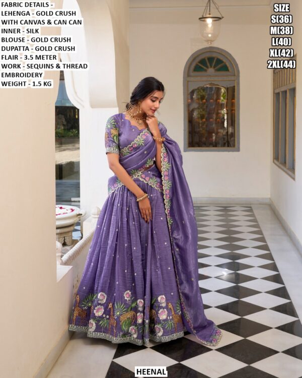 Gold Crush Lehenga Choli for Women | Sequins Embroidered Festive Wear