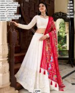 White Lehenga Choli with Patola Dupatta for Women | Festive Ethnic Wear