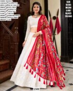 White Lehenga Choli with Patola Dupatta for Women | Festive Ethnic Wear