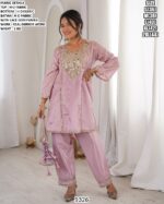 Women Sea Mirror Work Kurta Pant Set | Festive Traditional Wear