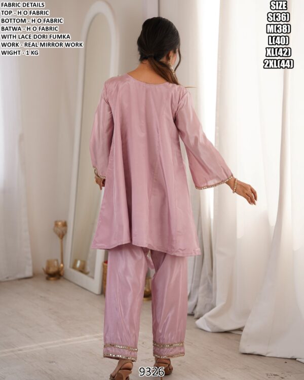 Women Sea Mirror Work Kurta Pant Set | Festive Traditional Wear