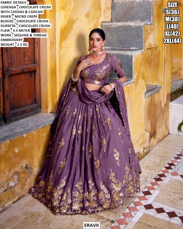 Purple Chocolate Crush Lehenga Choli for Women | Sequins Embroidered Festive Wear