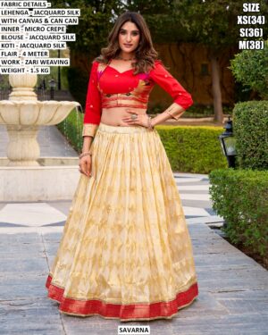 Designer Jacquard Silk Lehenga Choli With Koti For Festive & Wedding Wear