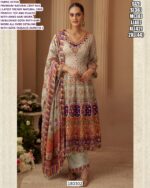 Natural Crepe Silk Printed Palazzo Suit with Aari Work & Gota Tassel Dupatta