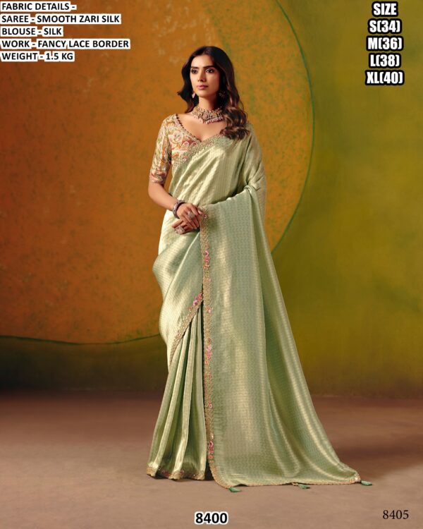 Zari Silk Saree with Fancy Lace Border for Festive, Party Wear and Traditional Functions