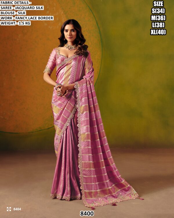 Zari Silk Saree with Fancy Lace Border for Festive, Party Wear and Traditional Functions