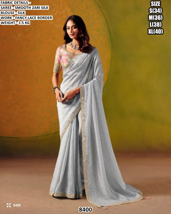 Zari Silk Saree with Fancy Lace Border for Festive, Party Wear and Traditional Functions