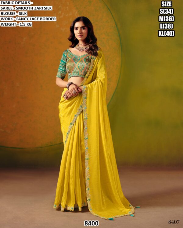 Zari Silk Saree with Fancy Lace Border for Festive, Party Wear and Traditional Functions