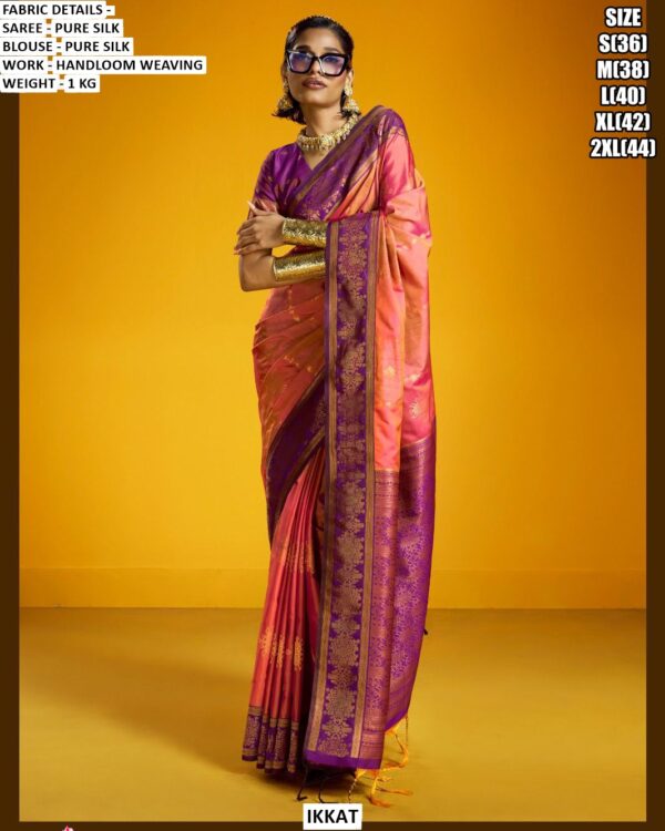 Elegent Pure Silk Saree with Handloom Weaving for Festive and Traditional Wear