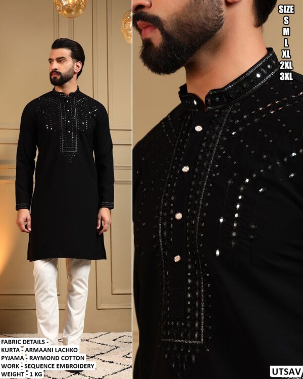 Designer Sequence Embroidered Kurta for Men | Festive & Wedding Wear