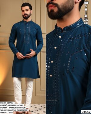 Designer Sequence Embroidered Kurta for Men | Festive & Wedding Wear
