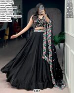 Designer Black Floral Embroidered Lehenga Choli with Dupatta for Festive & Party Wear