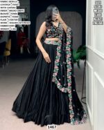 Designer Black Floral Embroidered Lehenga Choli with Dupatta for Festive & Party Wear