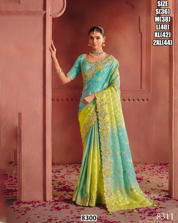 Designer Wedding Wear Saree with Heavy Embroidery and Stylish Blouse