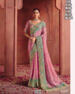 Designer Wedding Wear Saree with Heavy Embroidery and Stylish Blouse