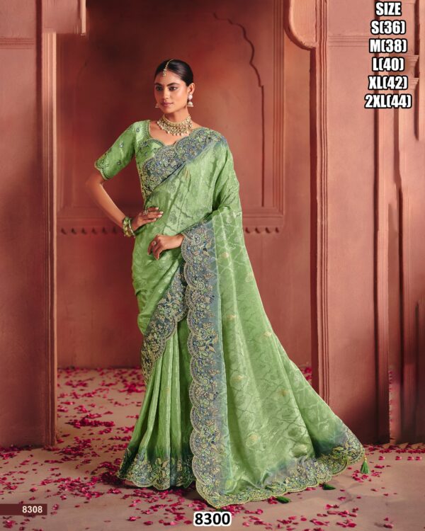 Designer Wedding Wear Saree with Heavy Embroidery and Stylish Blouse