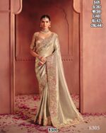 Designer Wedding Wear Saree with Heavy Embroidery and Stylish Blouse