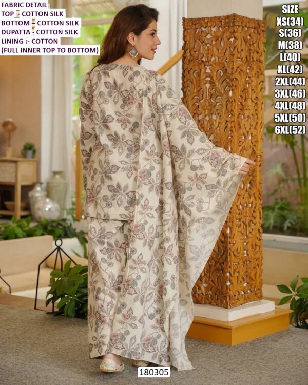 Cotton Silk Floral Printed Suit Set with Dupatta for Women