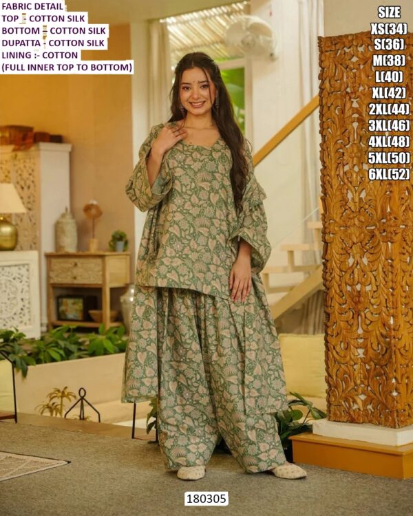 Cotton Silk Floral Printed Suit Set with Dupatta for Women