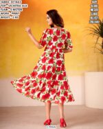 Designer Vichitra Silk Printed Flared Dress for Women