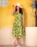 Designer Vichitra Silk Printed Flared Dress for Women