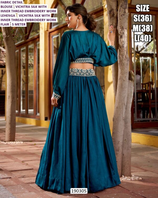 Premium Vichitra Silk Embroidered Lehenga Set for Women