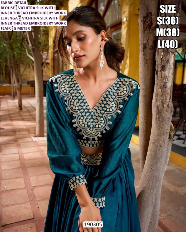 Premium Vichitra Silk Embroidered Lehenga Set for Women