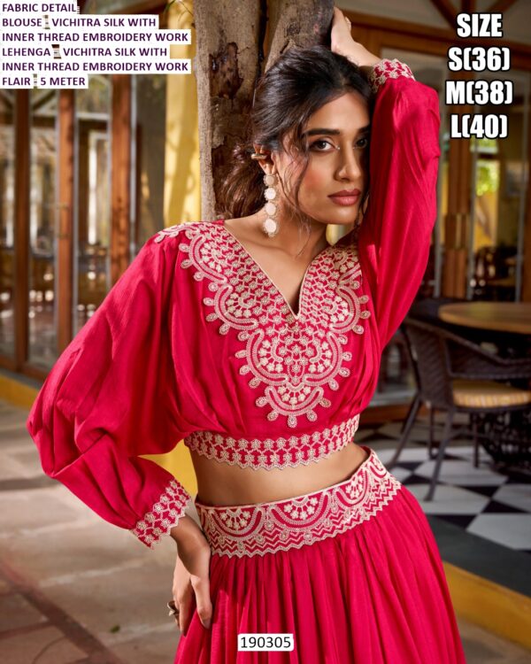 Premium Vichitra Silk Embroidered Lehenga Set for Women