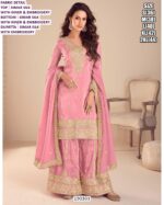 Elegant Simar Silk Embroidery Suit Set for Festive Wear