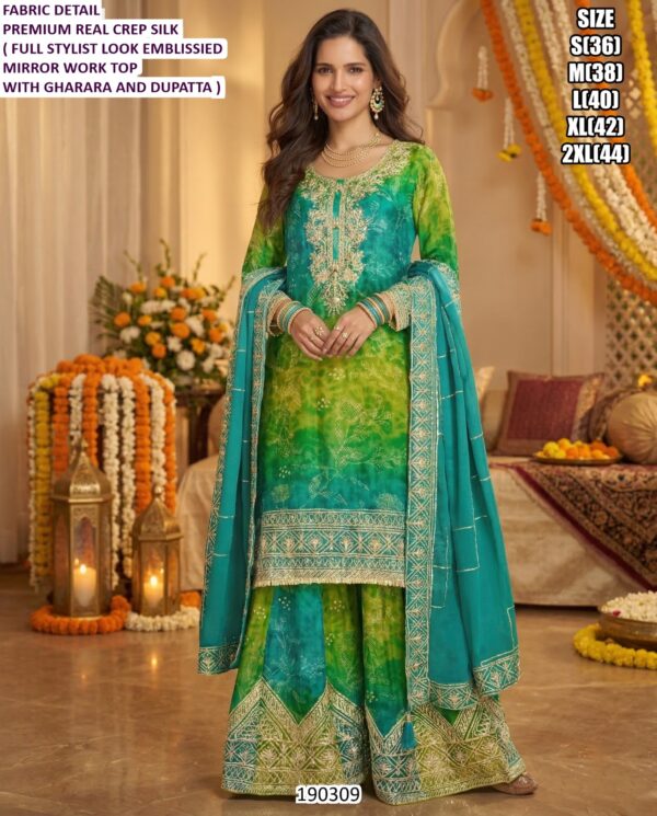 Women’s Premium Crepe Silk Ethnic Sharara Dress Set