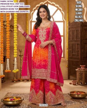 Women’s Premium Crepe Silk Ethnic Sharara Dress Set