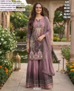 Elegent Crepe Silk Mirror Work Sharara Suit Set with Dupatta for Women