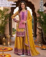 Elegent Crepe Silk Mirror Work Sharara Suit Set with Dupatta for Women