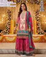 Elegent Crepe Silk Mirror Work Sharara Suit Set with Dupatta for Women